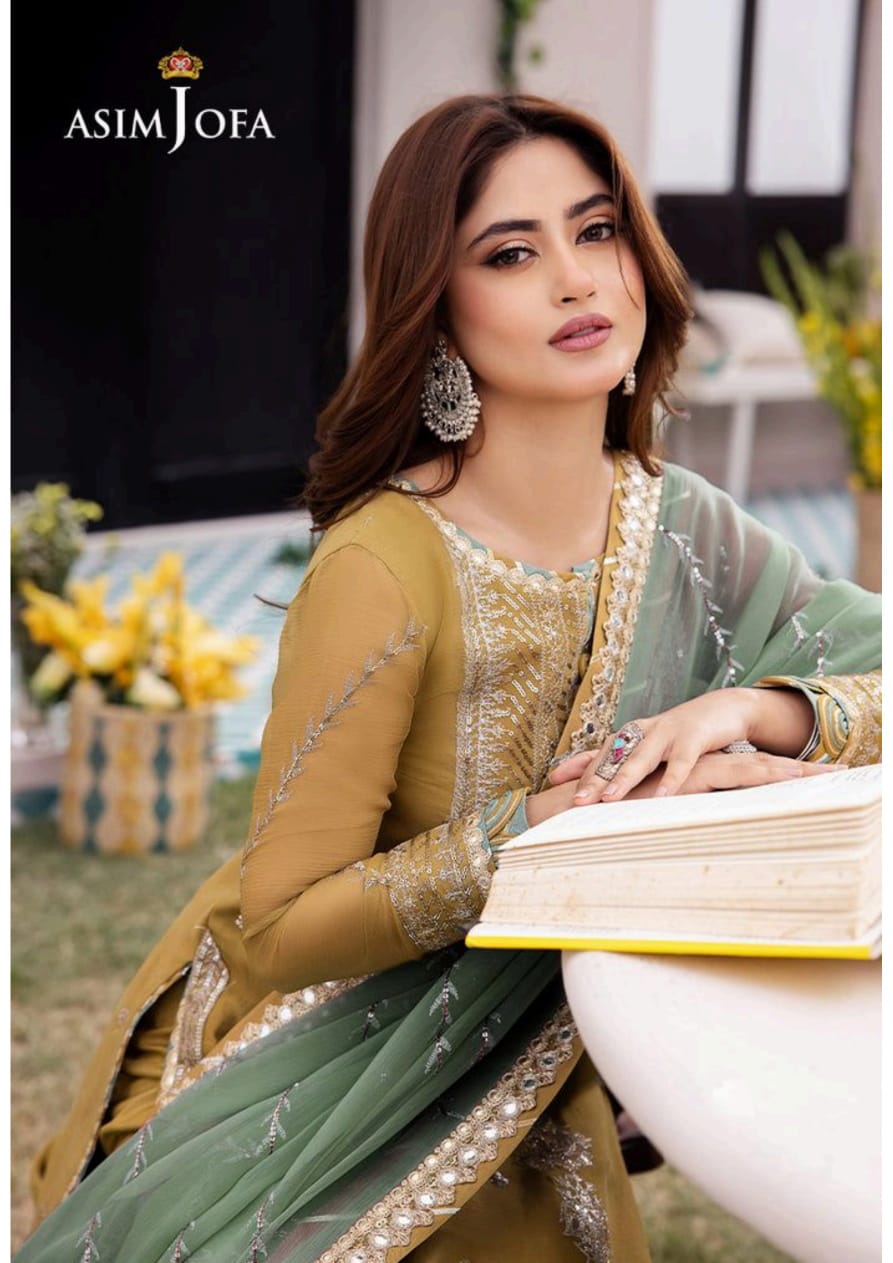 Asim jofa 3pc chiffon embroidery