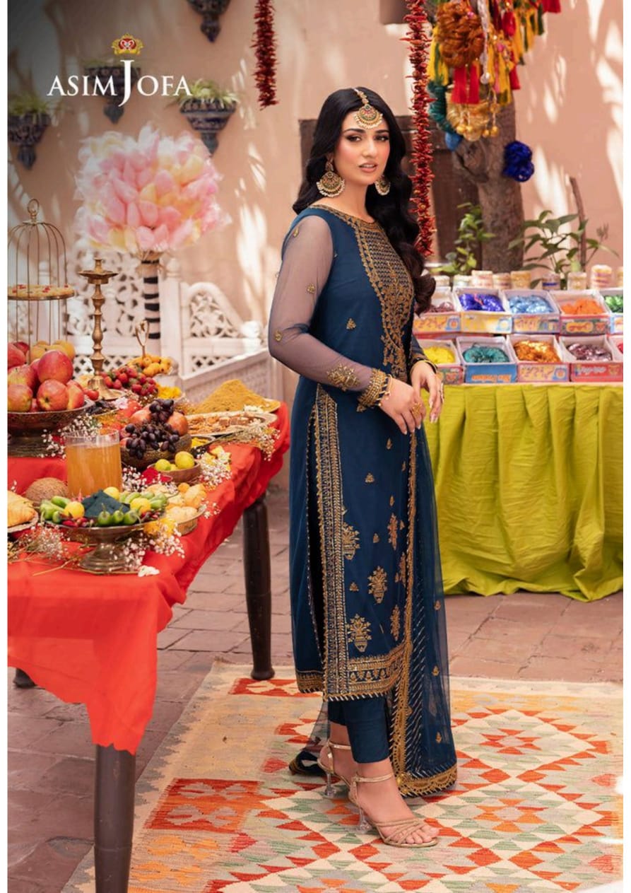 Asim jofa 3pc chiffon embroidery