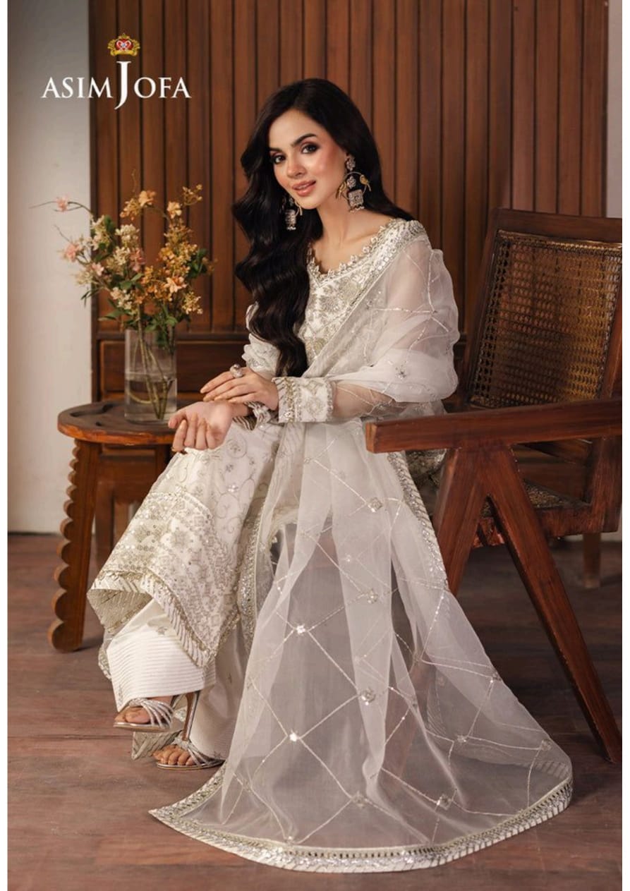 Asim jofa 3pc chiffon embroidery