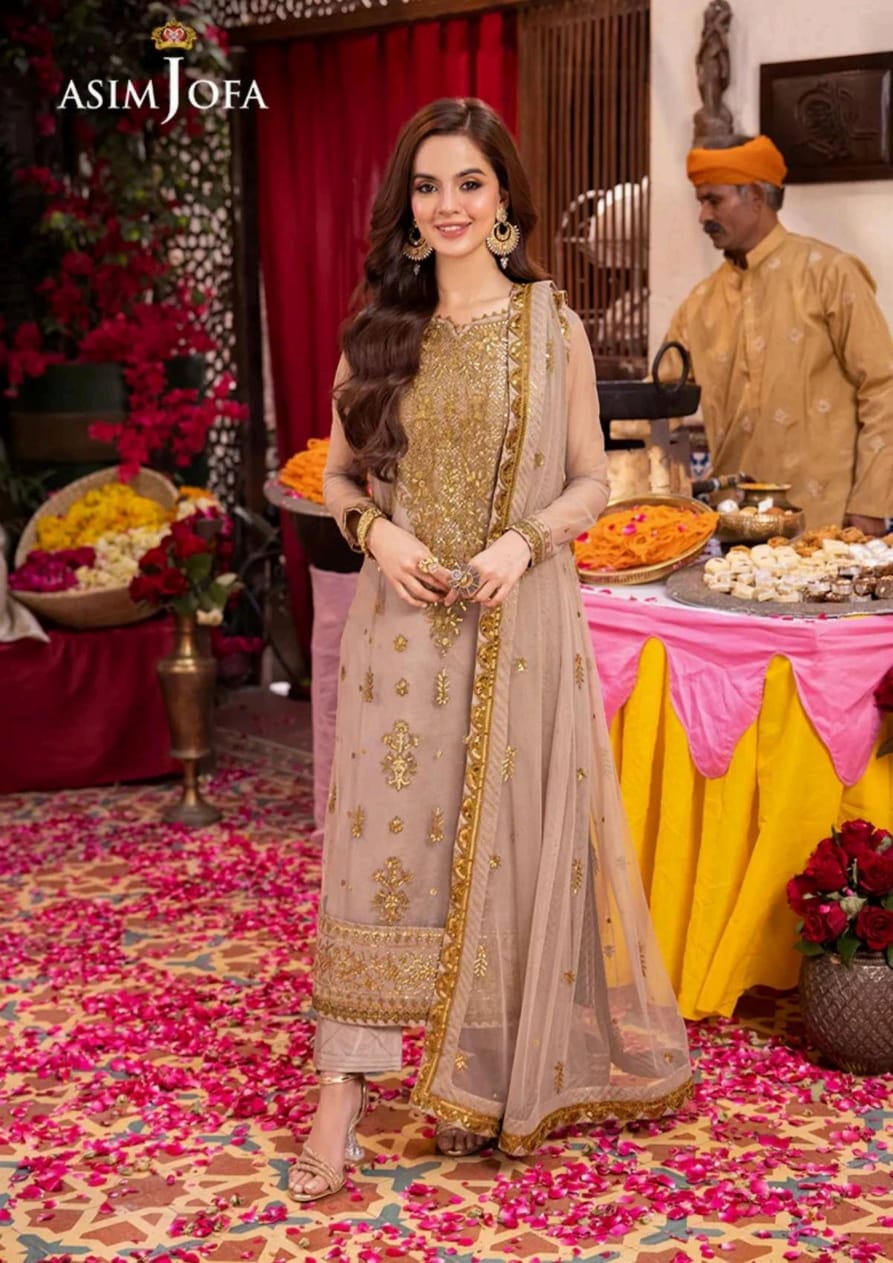 Asim jofa 3pc chiffon embroidery