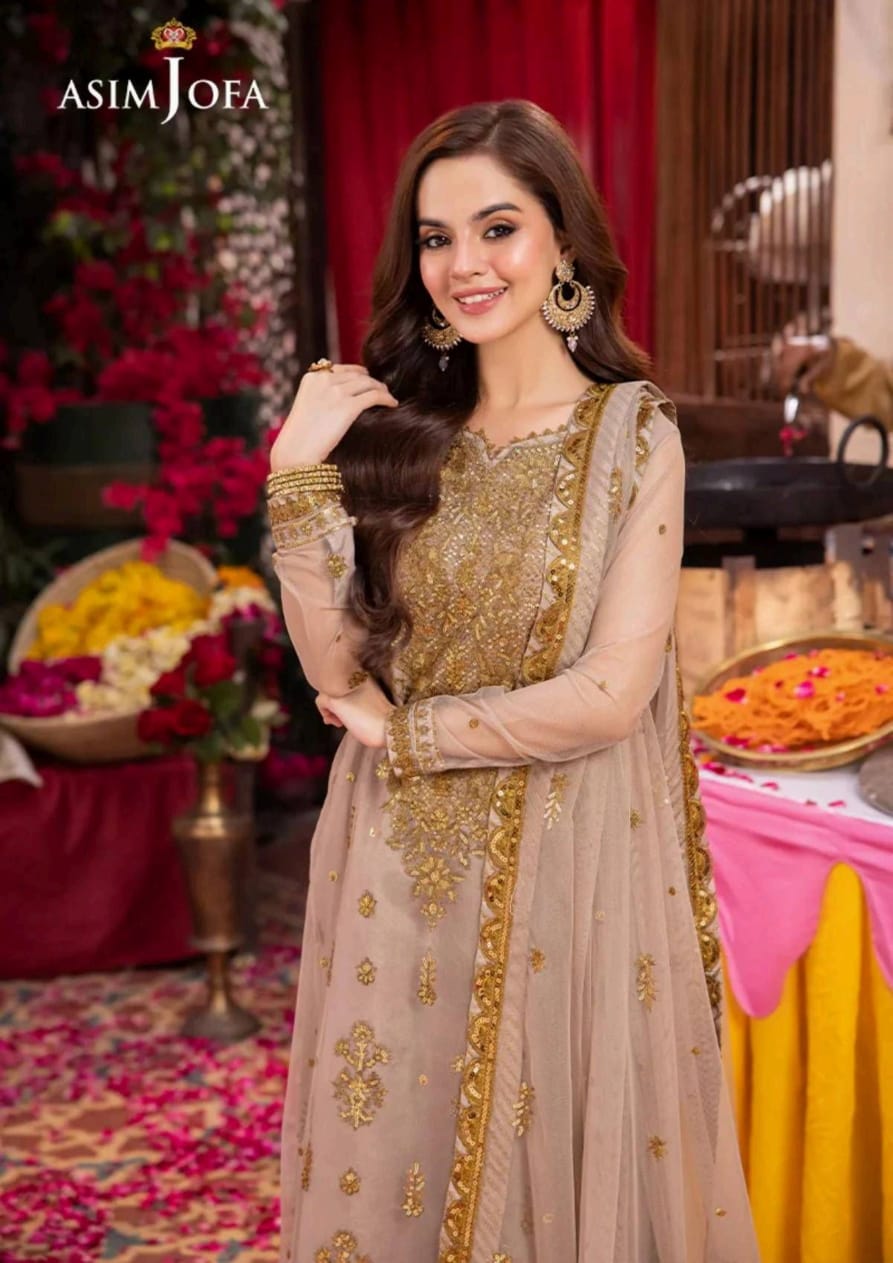 Asim jofa 3pc chiffon embroidery
