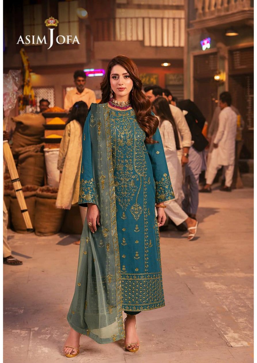 Asim jofa 3pc chiffon embroidery