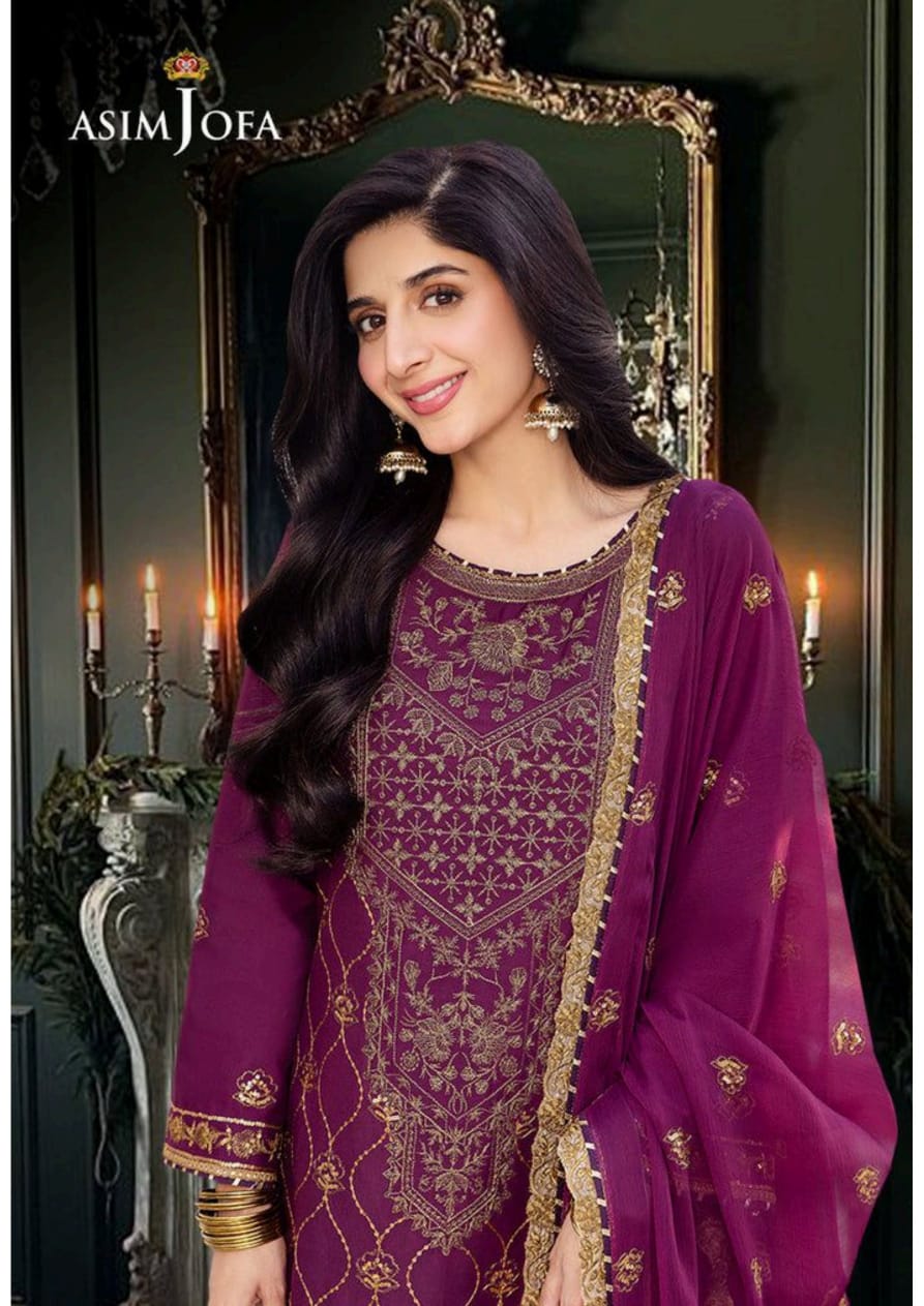 Asim jofa 3pc chiffon embroidery