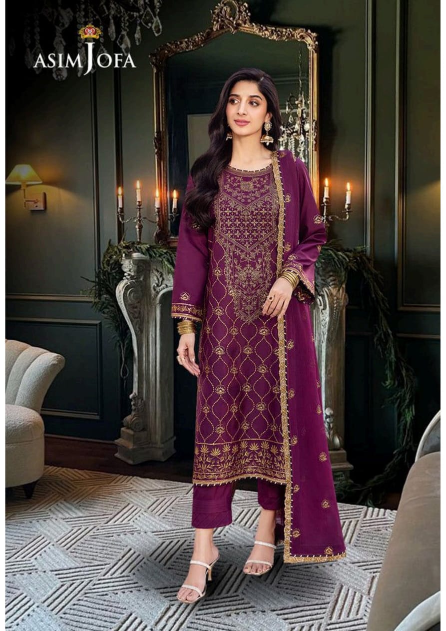 Asim jofa 3pc chiffon embroidery