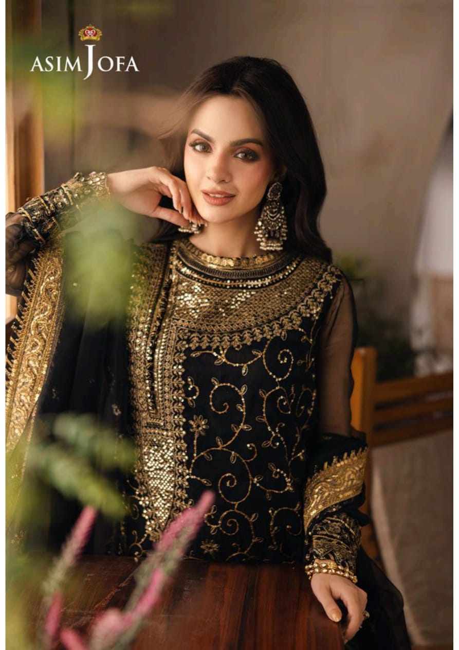 Asim jofa 3pc chiffon embroidery