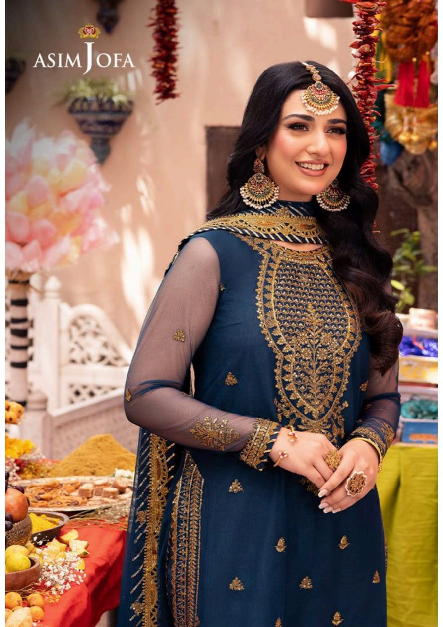 Asim jofa 3pc chiffon embroidery