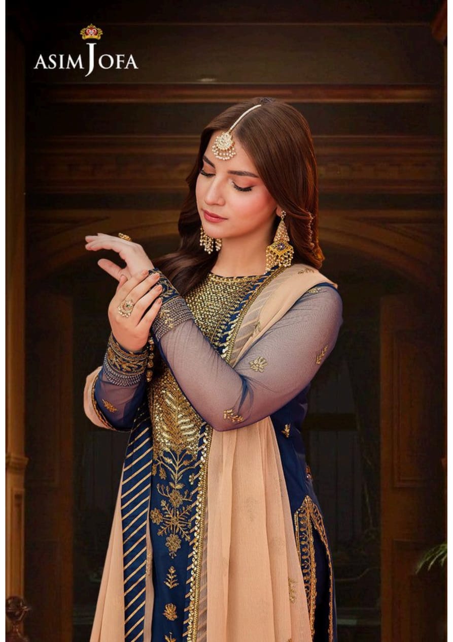 Asim jofa 3pc chiffon embroidery