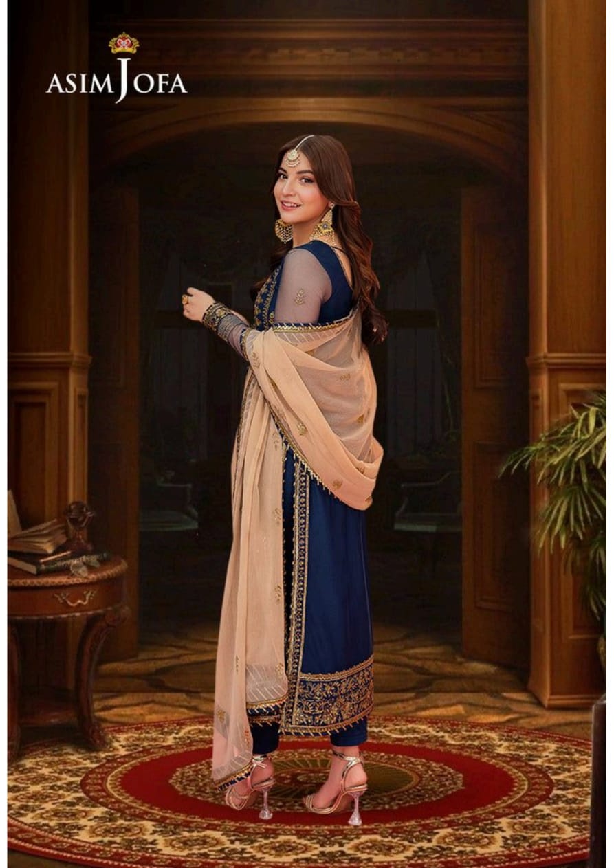 Asim jofa 3pc chiffon embroidery